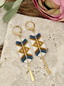 Pendientes de Cuentas con Diseño Geométrico, Pendientes de Cuentas de Dos Tonos, Pendientes de Cuentas con Acabado Sólido, Artículo de Pendientes de Cuentas a Precio de Fábrica al por Mayor - Product Image 4