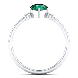 Anillos de Compromiso REYES con Certificación GRA, Plata de Ley 925, Moissanita, Brillantes, Chapados en Oro de 14K, con Esmeralda, Joyería Fina - Product Image 4