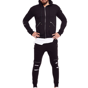 100% Cotton Regular Fit <b>Men</b> Plain Dyed 2 1 Design Hooded Drawstring Closure Heavyweight Tracksuit Set Wholesale High Quality Low - Product Image 2