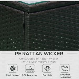Set da 5 Pezzi per Esterni: Divano Lounge in Rattan con Tavolino da Caffè in Vetro Temperato, Sedie Imbottite e Pouf per Uso Esterno - Product Image 4