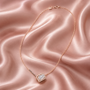 Pendentif halo en diamant de laboratoire taille émeraude pour femme, or 10K 14K 18K et argent 925 935, bijoux fins - Product Image 2