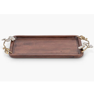 Elegant Metal Wood Material Unique Shape Brown Finish <b>Decorative</b> Serving Tray Modern Handmade Home <b>Decoration</b> - Product Image 6