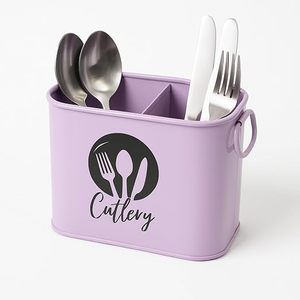 Organizador de Cubiertos Rectangular de Metal con Iconos de Tenedor, Cuchara y Cuchillo, Moderno, de Una Sola Capa, Tipo Vertical - Product Image 1