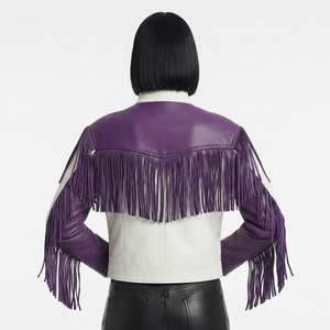Female Stand Collar Leather Fringe <b>Jackets</b> Women Fashion Leather Fringed <b>Jacket</b> Ladies Zipper Leather Fringe <b>Jackets</b> - Product Image 2