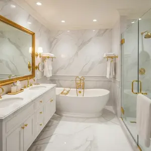 Bañera Independiente de Mármol Natural Tallada a Mano de Lujo, con Desagüe, Ecológica, Estilo Europeo Rústico, para Hotel, Apartamento, Villa - Product Image 3