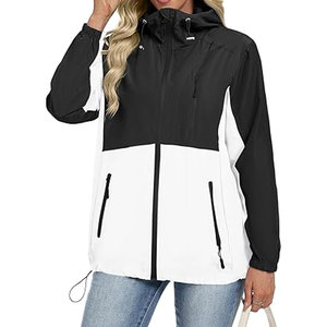 <b>Women's</b> Lightweight <b>Waterproof</b> Windbreaker Rain <b>Jacket</b> with Hood <b>Packable</b> Outdoor Travel Hiking Finished Woven Fabric - Product Image 1