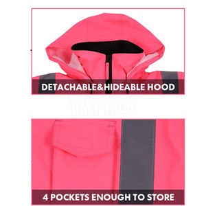 Sudadera con capucha reflectante de seguridad, cálida, duradera, de tela cómoda, ideal para trabajos de construcción, trabajos industriales y actividades al aire libre. - Product Image 5