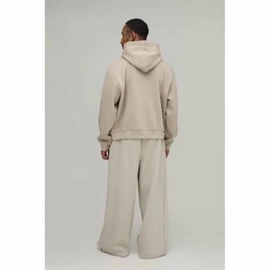 Chándal con Capucha para Hombre, Color Beige, Manga Larga, Corte Holgado, Informal, para Otoño, con Bolsillos Laterales, 100% Algodón, Color Sólido - Product Image 5