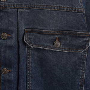 Veste en jean décontractée pour homme, coupe classique, bleu délavé, fermeture boutonnée, couleur unie, pour l'automne, en tissu de coton tissé - Product Image 3