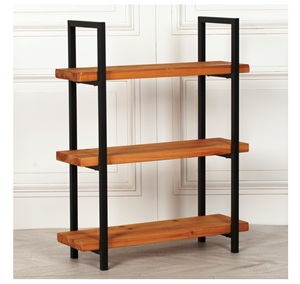 Reclaimed Wood 3 <b>Tier</b> Wood Shelf Units Top Selling 3-Layer Wall Mount Metallic Rack Storage Holders Modern Style Carve Wall Art - Product Image 3