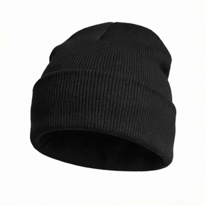 Bonnet d'hiver de haute qualité avec logo personnalisé, bonnet tricoté à revers, chaud et ajustable, 100% acrylique, prix de gros pour homme ou femme - Product Image 2