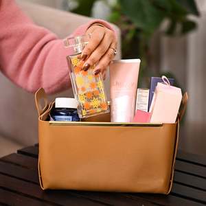Wholesale Rate Leather <b>Stationery</b> Holder Rectangular with Handle Gold Frame Organizer Pouch for Office Work Desk/Shelf - Product Image 3