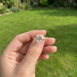 925 Sterling Silver Moissanite Ring Brilliant Round Stone Elegant Statement Fashion Jewelry <b>Wedding</b> Gift - Product Image 3