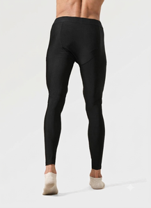 <b>Men's</b> Black <b>Compression</b> Leggings Elastic Waist 85% Polyester Workout Pants Full Length Athletic <b>Tights</b> 180g Solid - Product Image 6