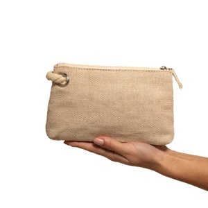 กระเป๋าเครื่องสำอางผ้าแคนวาสวินเทจลดราคา กระเป๋าถือสานสำหรับผู้หญิงฤดูร้อนแบบธรรมชาติ  พร้อมซิป  กระเป๋าเครื่องสำอางกำมะหยี่ขนาดใหญ่จุของได้เยอะ - Product Image 3