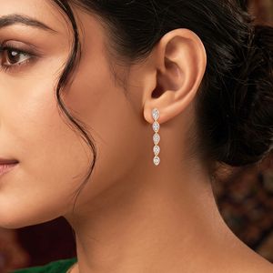 GLEAMORA ENTERPRISE Modern Long <b>Dangle</b> 18K Yellow Gold Women's <b>Earrings</b> Lab Grown Brilliant <b>Diamond</b> Accents Trendy OEM ODM - Product Image 4