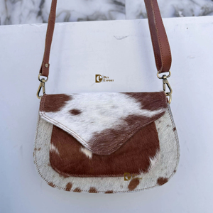 Bolso de Hombro Cruzado de Piel de Vacuno Auténtica con Pelo, Elegante y de Moda, Superventas para Mujer - Product Image 1