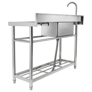 Lavello Commerciale in Acciaio Inox con Piano di Lavoro 47 X 19.7 X 37.4 Pollici - Product Image 1