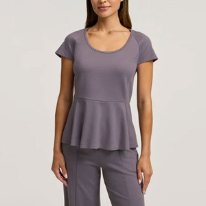 Fashionable Summer Wear Hot Selling Factory Sale Women's Knitted <b>Scrub</b> <b>Tops</b> Short Sleeve Multi Pockets Breathable - Product Image 1