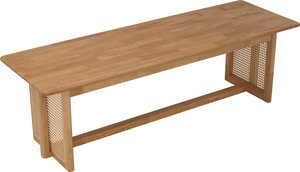 1.5m Bench Natural Malaysian <b>Oak</b> Solid Top Synthetic Rattan Side <b>Frame</b> Model Bench Minimalist Modern Design Furniture - Product Image 5