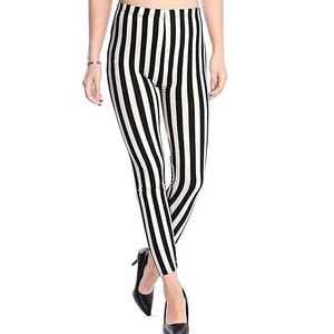 High Waist Striped Knitted Leggings Ankle-Length Stretchy Women's <b>Tight</b> Fit All Seasons Wear - Product Image 3