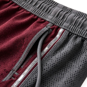 Shorts Bermuda Sport Décontracté pour Homme, Couleur Bordeaux Unie, Respirant, Séchage Rapide, 92% Polyester, Taille Mi-Haute avec Cordon de Serrage - Product Image 5