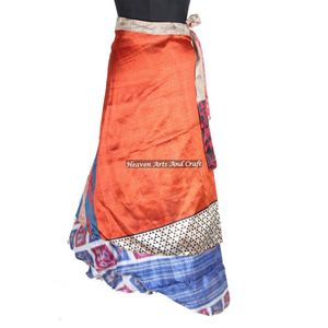 New Saree Multi Wear Wrap <b>Skirt</b> Reversible <b>Long</b> Silk Wrap <b>Skirt</b> Indian <b>Long</b> Silk Rapron for Girls Manufacturer Wholesaler - Product Image 1