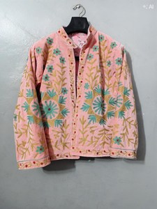 เสื้อแจ็คเก็ตกำมะหยี่หรูหราปักลายดอกไม้สไตล์โบฮีเมียนงานฝีมือศิลปะซูซานีแบบดั้งเดิม เหมาะสำหรับเทศกาลและวันหยุดพักผ่อน - Product Image 2