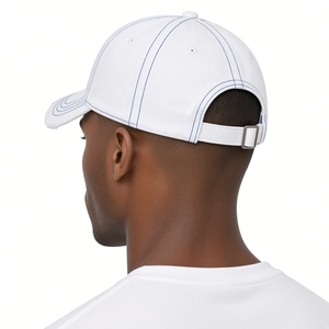 Gorra de Béisbol de Mezclilla Blanca para Hombre, Estilo Dad Hat, con Bordado de Letras Azules, de Algodón Desgastado, Ajustable, Casual, para Exteriores - Product Image 2