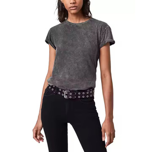 New Arrival Fashion sustainable soft Women Acid <b>Wash</b> T Shirt Custom Manufacturer Loose Summer Streetwear Women Acid <b>Wash</b> T Shirt - Product Image 4