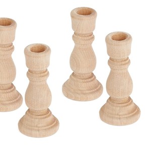 Unfinished Natural Wood <b>Candle</b> <b>Sticks</b> Wholesale - 12pc Bulk Candleholder - Product Image 4