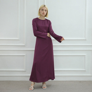 Women Satin <b>Abaya</b> Dress Long Sleeve Maxi Dress Solid Modest <b>Prayer</b> Dress for Daily Wedding Eid - Product Image 3