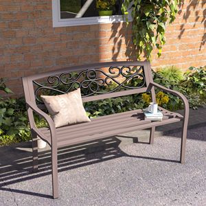 Panca da Giardino in Acciaio con Design Floreale per Patio, Parco, Cortile, Centro Commerciale - Arredo Durevole per Esterni - Product Image 2