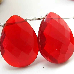 Cuentas de cuarzo rojo rubí facetadas en forma de lágrima, cuentas de cristal sueltas para la fabricación de joyería DIY. - Product Image 1
