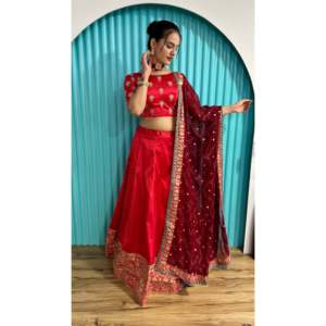 Lehenga Choli con Bordado Zari y Lentejuelas para Fiestas, Elegante, Artículos para Fiestas - Product Image 1