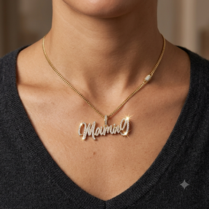 Collier tendance en argent 925 plaqué or, personnalisé avec un script cursive, serti de diamants naturels, pendentif fin - Product Image 2