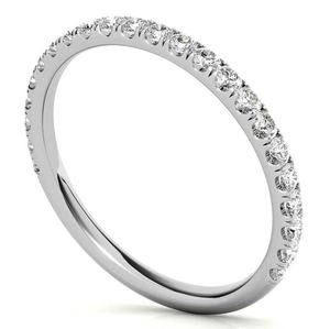 Round Brilliant Cut Moissanite Stackable Band 925 Sterling <b>Silver</b> White Gold Plated Wedding Anniversary <b>Ring</b> Gift for Her - Product Image 3