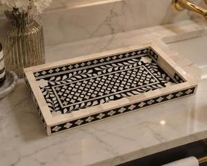 Plateau Feng Shui de Luxe Fait Main Écologique avec Incrustations en Os – Design Décoratif Élégant, Qualité Supérieure pour la Maison et la Cuisine (Idéal pour Servir) - Product Image 4
