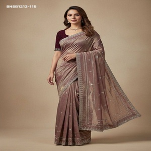 Premium Collection Space Silk with Zari & Sequin Embroidered <b>Saree</b>-<b>Blouse</b> Set Collection Online Shopping India <b>Saree</b> Love - Product Image 1
