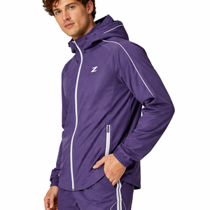 Ensemble de survêtement coupe-vent violet à capuche pour homme, léger, imperméable et respirant, veste et pantalon de sport, tenue d'entraînement personnalisée OEM - Product Image 6