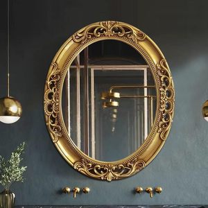 Hand Carved Round Wooden Wall <b>Mirror</b> Floral Frame Decorative Traditional Rustic <b>Hanging</b> <b>Mirror</b> for Home Decor - Product Image 5