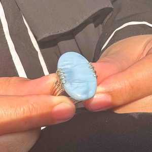 Handmade Sterling Silver Blue Opal Gemstone <b>Ring</b> Natural <b>Crystal</b> Jewelry Statement <b>Ring</b> Gift For Women Elegant - Product Image 2