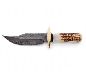 Damascus Steel Swept-<b>Profile</b> Craft <b>Tool</b> Stag Handle Executive Display Piece - Product Image 1