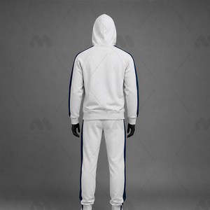 Chándal con Capucha para Hombre, Color Blanco, Cierre Completo, Bolsillos Laterales, Estilo Casual para Otoño, 100% Algodón, Corte Regular - Product Image 3