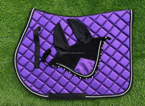 OEM Horse Saddle Pad Jumping riding <b>Blanket</b> Solid Color Custom made Design Matching Bonnet - Product Image 6