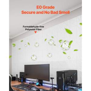 Paquet de 18 panneaux muraux acoustiques blancs auto-adhésifs de 11.8x11.8x0.4 pouces - Product Image 4