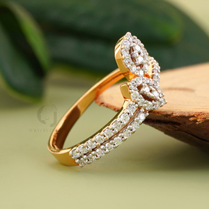 0.51CT Nature Inspired Leaf Bypass Diamond <b>Ring</b> 14K White Gold Round Brilliant Lab Grown Marquise Halo <b>Statement</b> Jewelry <b>Silver</b> - Product Image 4