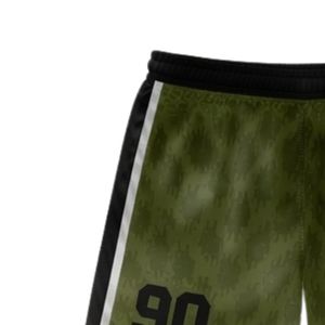 Shorts de lacrosse unisexe vert olive et noir en polyester, uniforme sportif léger, vêtements de sport performants - Product Image 4