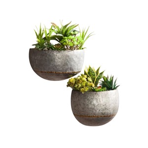 Modern Galvanized Metal Wall Planters Set of 2 Half-Moon Hanging Flower <b>Pots</b> for Succulents and Herbs Farmhouse Wall Decor - Product Image 1