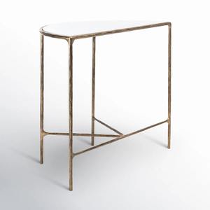 Mesa de Sofá Moderna Convertible con Espejo, Diseño Semicircular, Marco Delgado de Bronce, Pequeño Mueble de Entrada para Pasillo, Exhibidor para Hotel - Product Image 2
